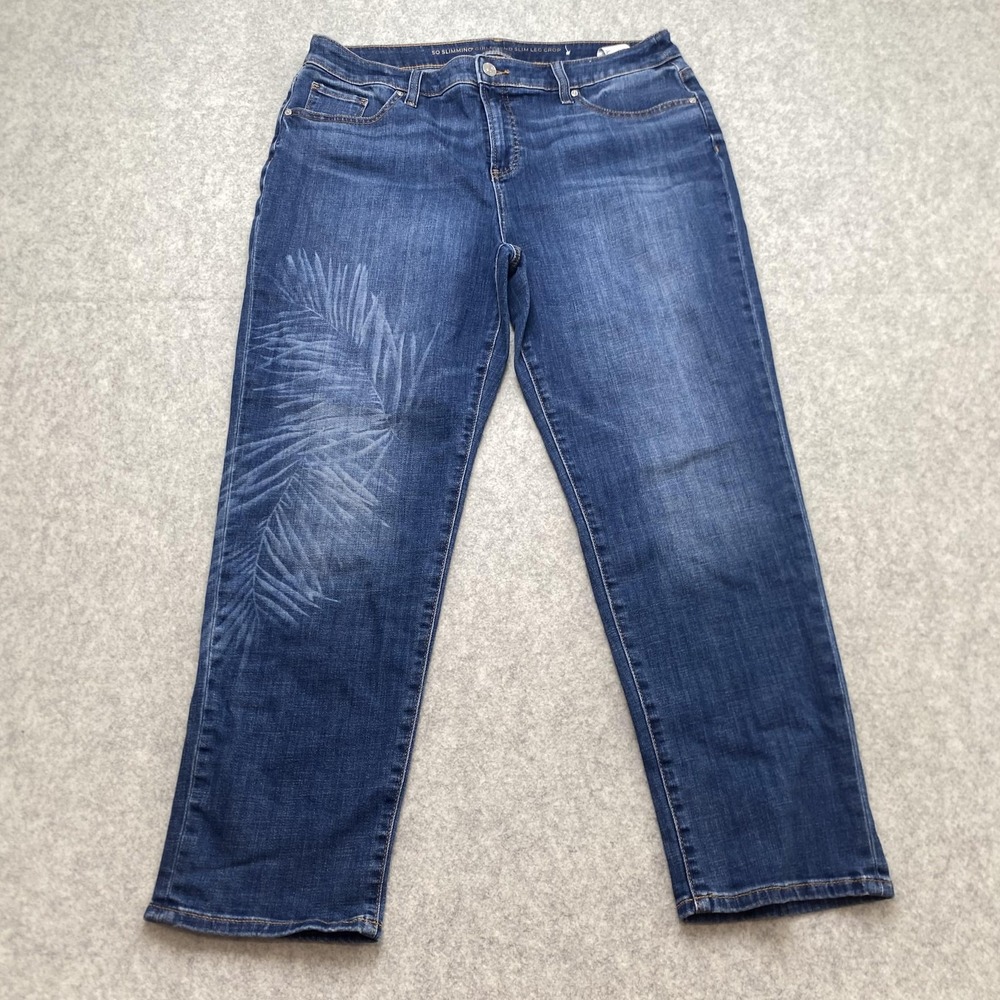 Chico's So Slimming Womens 12 Crop Jeans (34x25) Blue Girlfriend Slim Leg Palm